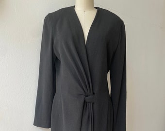 Vintage Donna Karan Black Wool Coat Dress