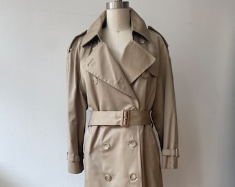 Vintage Beige Wool Lined Belted Trench Coat