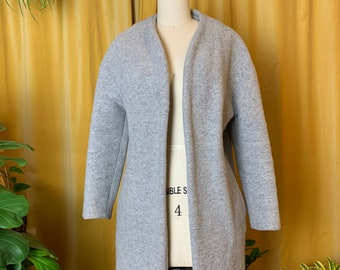 Vintage Minimalist Heather Grey Wool Coat Size Small