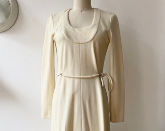 Vintage 1960s Dominic Rompollo Ivory Knit Dress