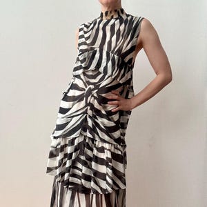 Vintage Just Cavalli Trompe L&#39;oeil Tier Print Seide Chiffon Kleid