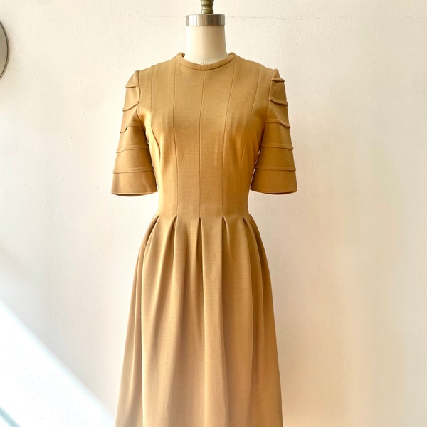 Vintage Jean Varon for John Bates Tan Wool Dress