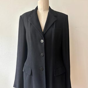 Vintage Donna Karan Black Ribbed Wool Blend Blazer