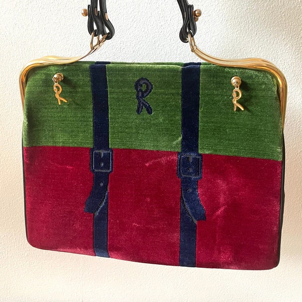 Vintage Roberta Di Camerino Velvet Trompe L’oeil Caravel Handbag