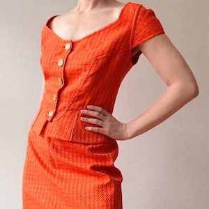 Vintage 1997 Christian Lacroix Orange Cotton Skirt Suit
