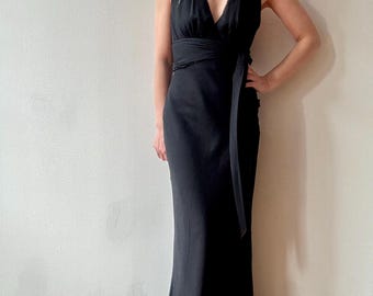 nicole miller black halter dress Vintage 90s CACHE X Mini Tank Evening Wear Prom - Size 8 materials_Coloured Wood