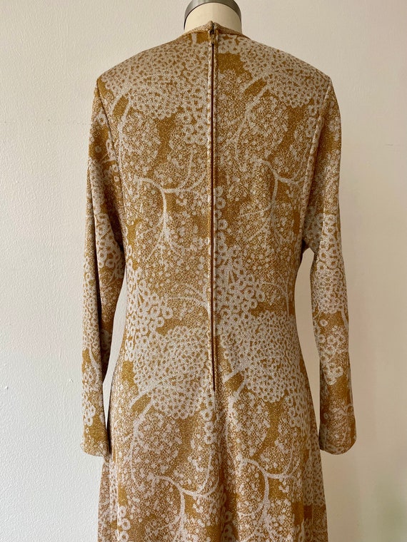 1970s Yellow Knit Maxi Dress with Metallic Silver Lurex