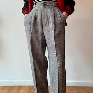 Vintage 1980s Donnybrook Wool Check Plaid Trousers