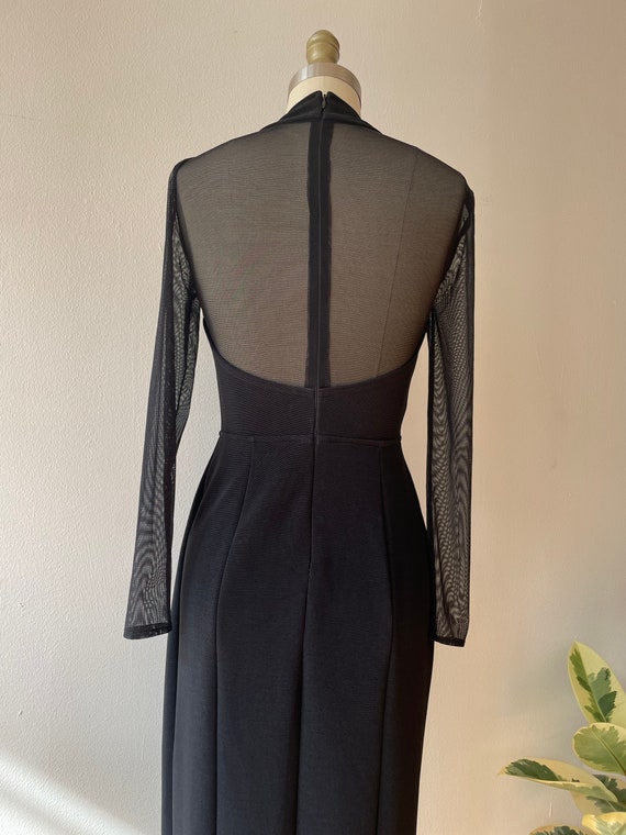 Vintage 1990s Black Sheer Net Maxi Dress - image 7