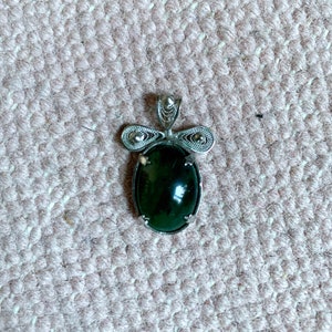 Vintage Sterling Silver and Jasper Stone Pendant