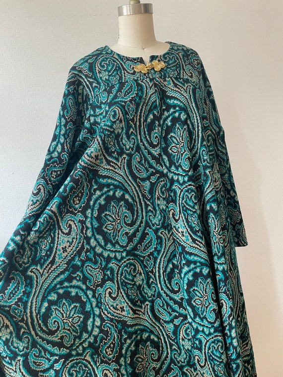 Vintage David Brown Knit Paisley Caftan - image 2