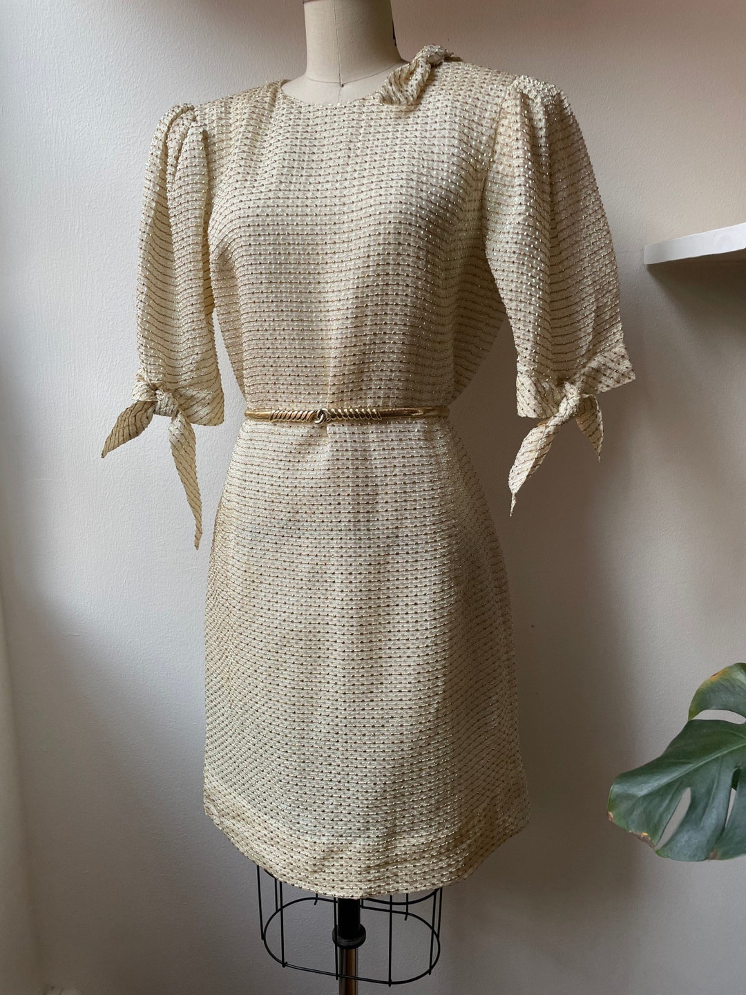 Louis Feraud Gold Tinsel Shift Dress Etsy