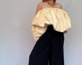 Saint Laurent Elfenbensvit Läder Moln Bustier Topp