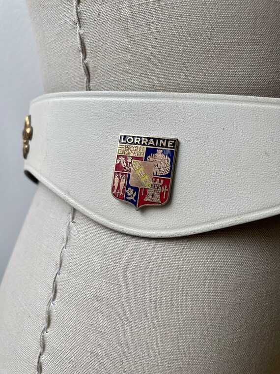 White leather and French medallion novelty waist … - image 5