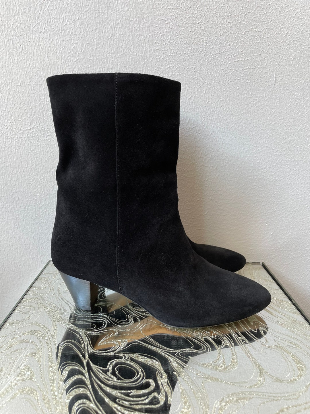 Isabel Marant Black Suede Mid Calf Boot - Etsy