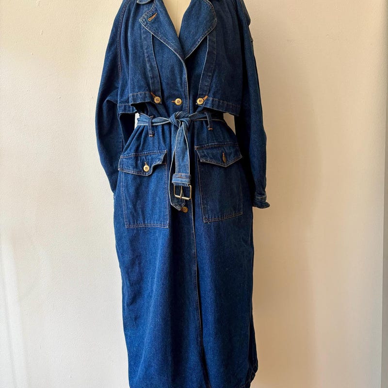 Dark Denim Belted Trench (