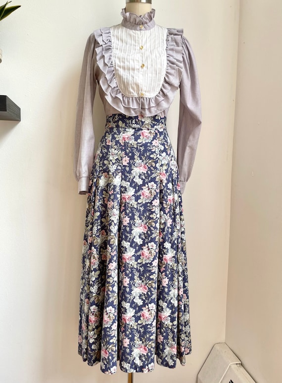 Vintage 1980s Laura Ashley Floral Midi Skirt - image 1