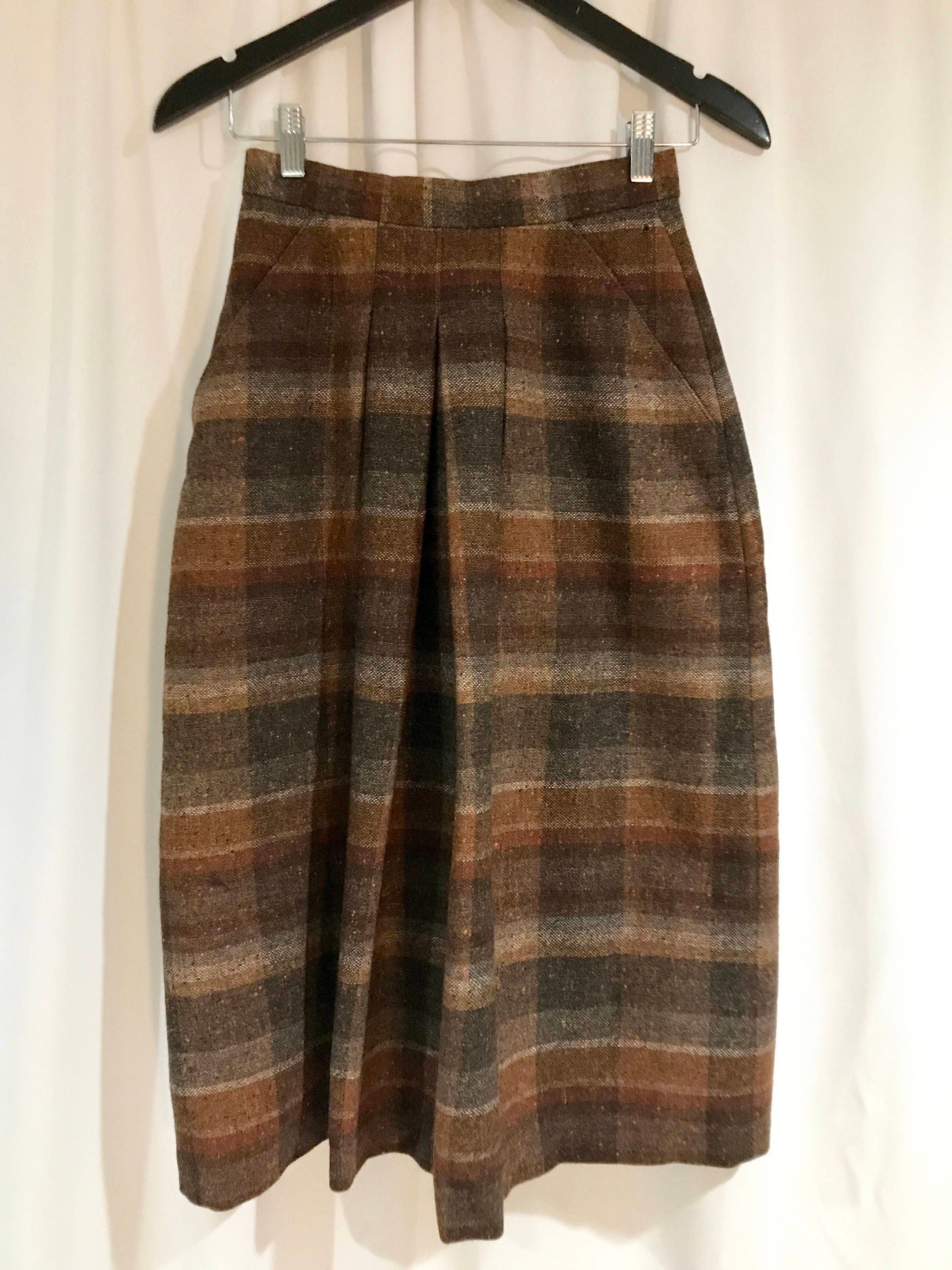 Vintage Midi Length Tartan Plaid Skirt | Etsy
