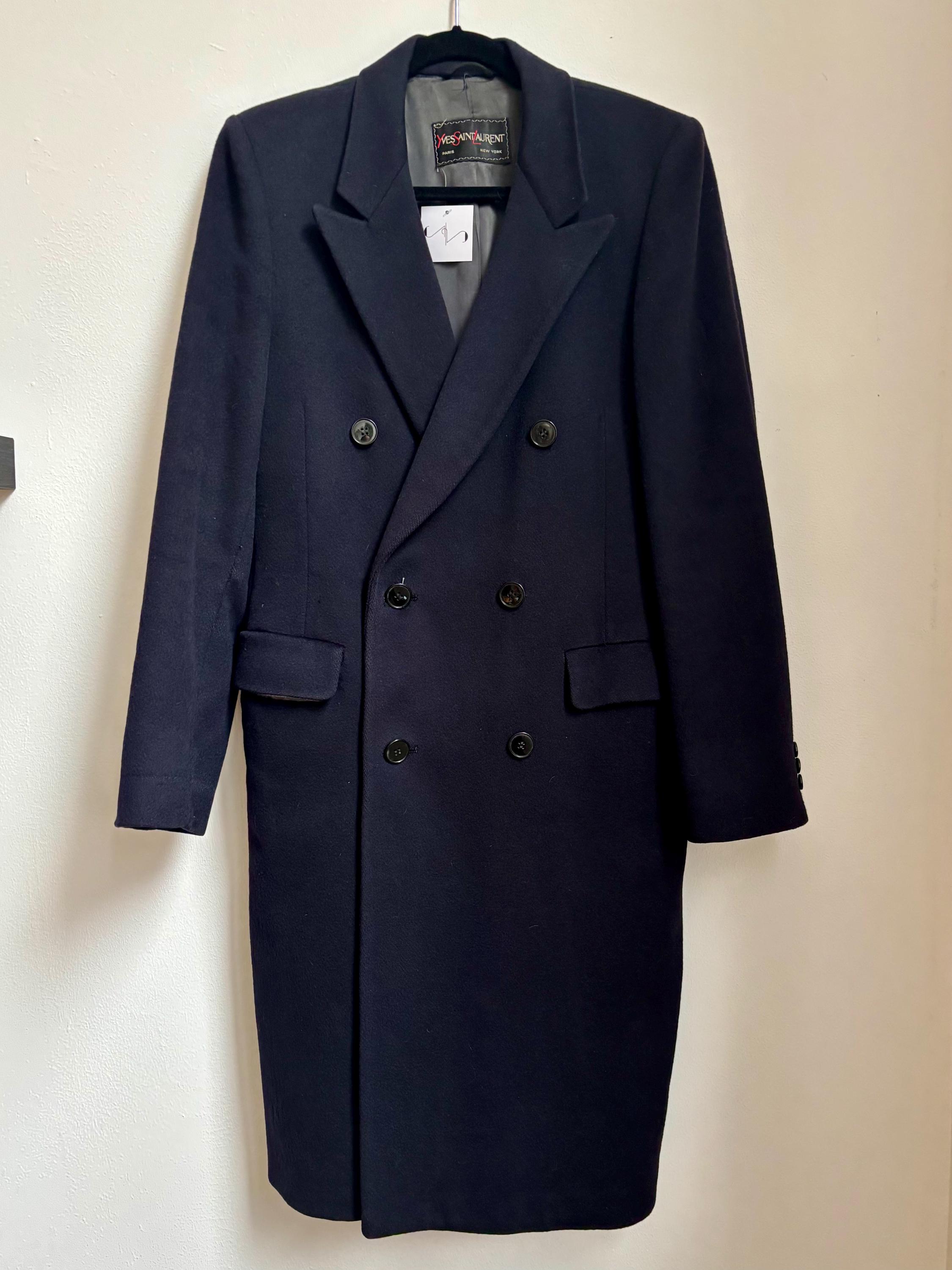 ジャケット・アウター Vintage Yves Saint Laurent wool coat Vintage Saint Laurent YSL Yves Wool Jacket Overcoat Black
