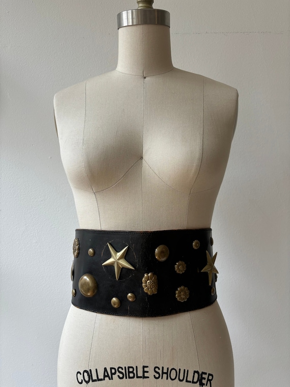 Vintage Handmade Leather Studded Statement Belt