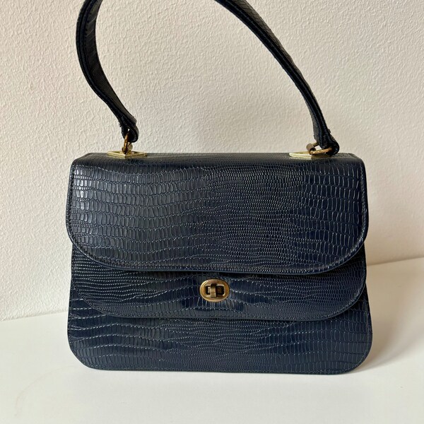 Vintage 1950s Meyers Navy Handbag