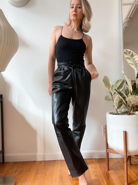 Tie waist shop leather pants
