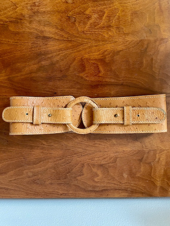 Vintage Italian Brown Ostrich Leather Belt