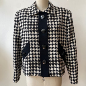 Vintage 1960s Wool Cropped Houndstooth Jacket image 1
