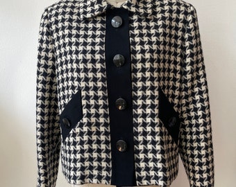 Vintage 1960s Wool Cropped Houndstooth Jacket