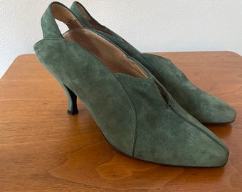 Vintage 1990s Alaia Green Suede Heels