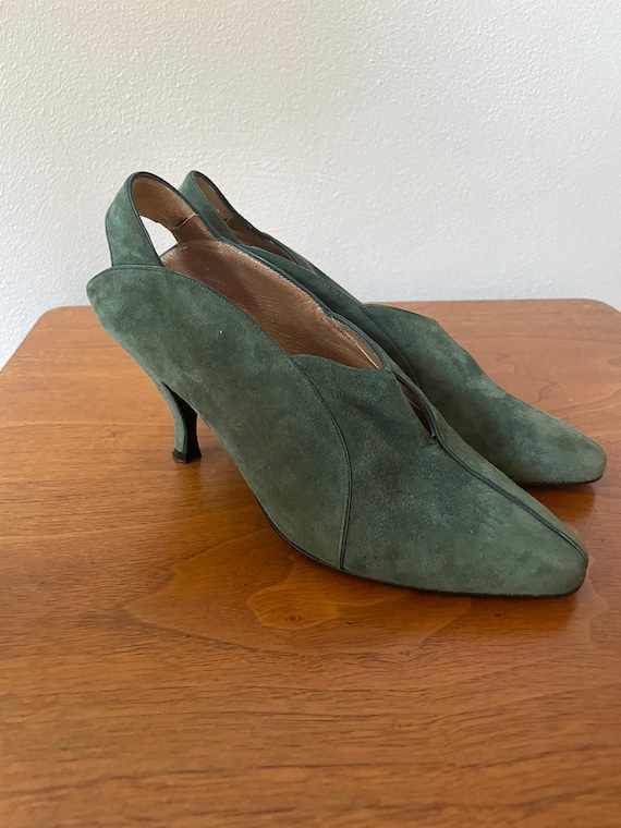 Vintage 1990s Alaia Green Suede Heels