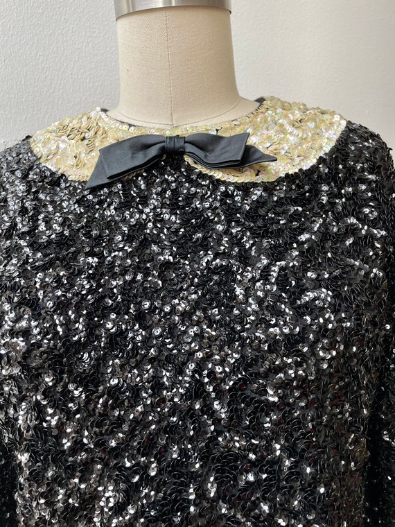 Reserved**** 60s black and white sequin top - image 6