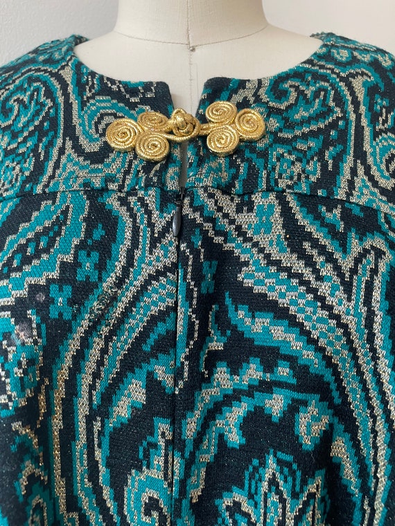 Vintage David Brown Knit Paisley Caftan - image 3