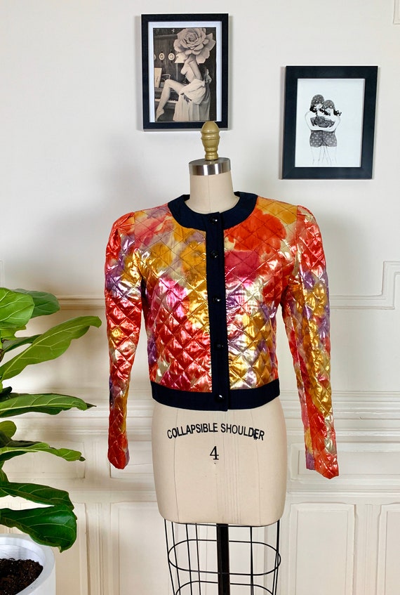 1980s Choon Metallic Lame Quilted Jacket