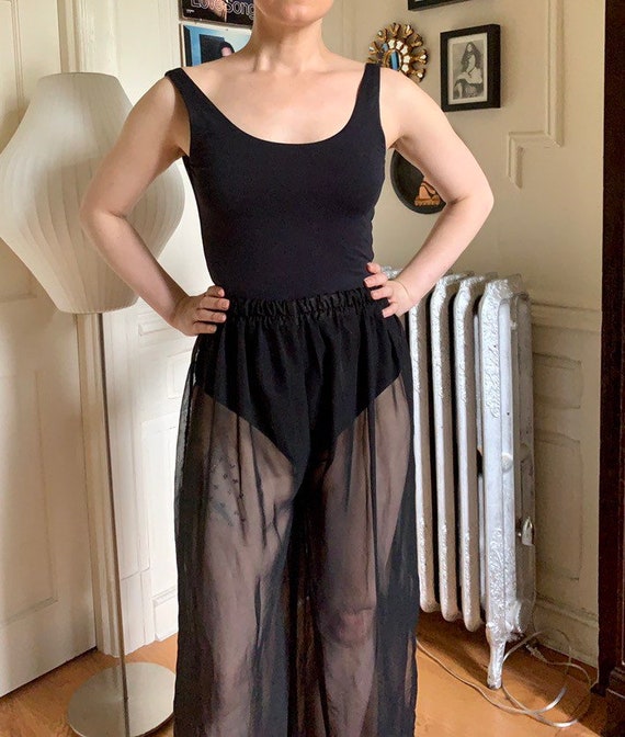 Vintage sheer black wide leg pants - image 3