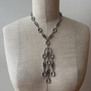 Vintage 1960s Trifari Silber Modernist Anhänger Halskette