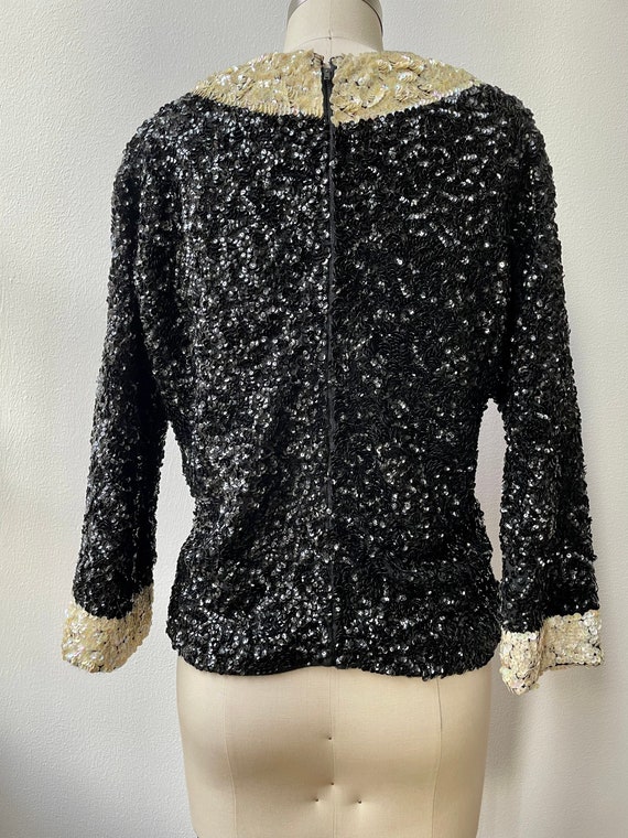 Reserved**** 60s black and white sequin top - image 4