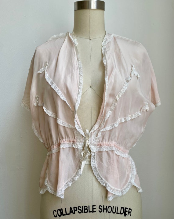 Vintage 1930s/40s Pink Rayon Bed Jacket