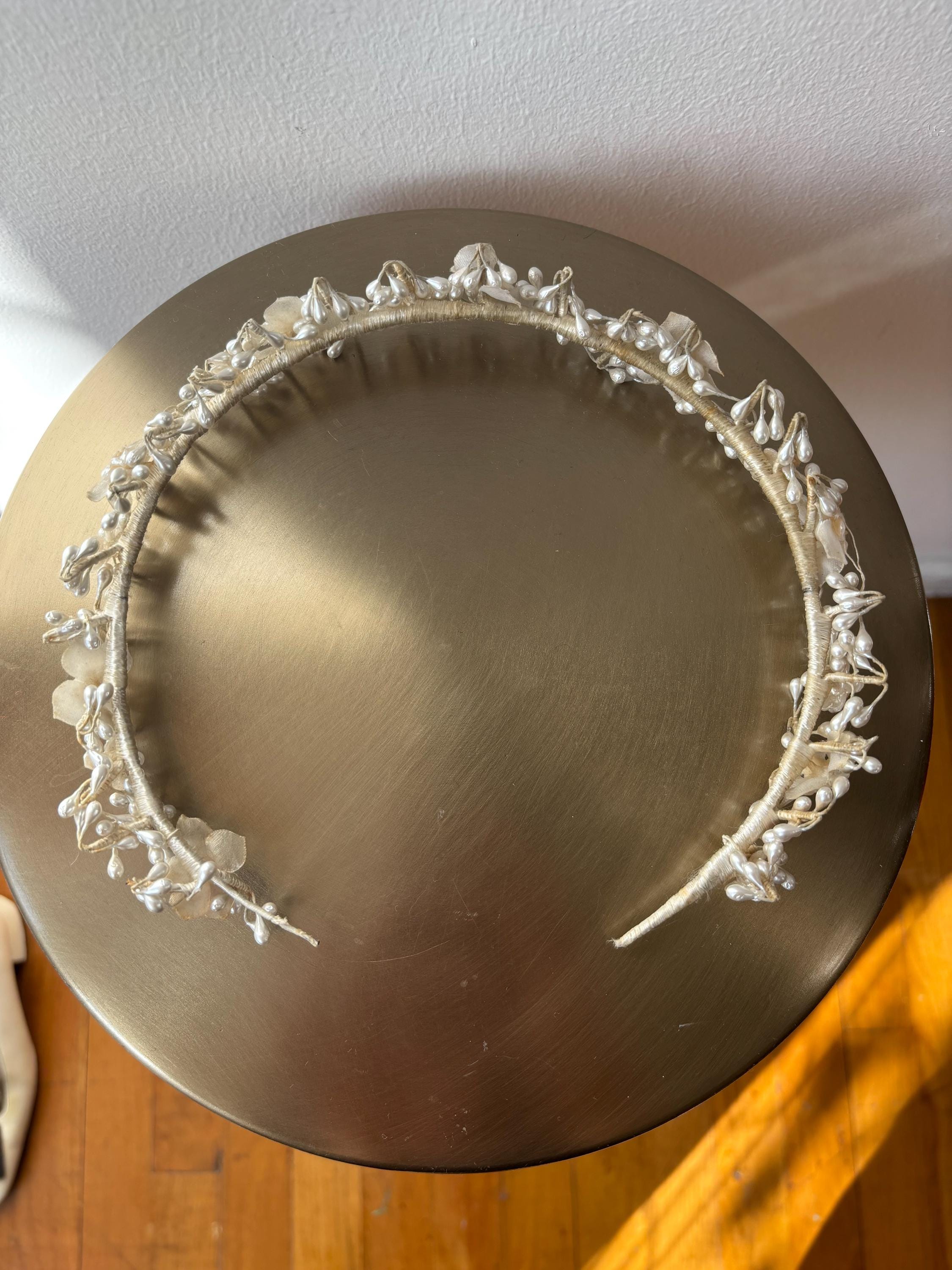 Vintage Floral Beaded Pearl Embellished Wedding Crown Headband - Etsy display picture 1
