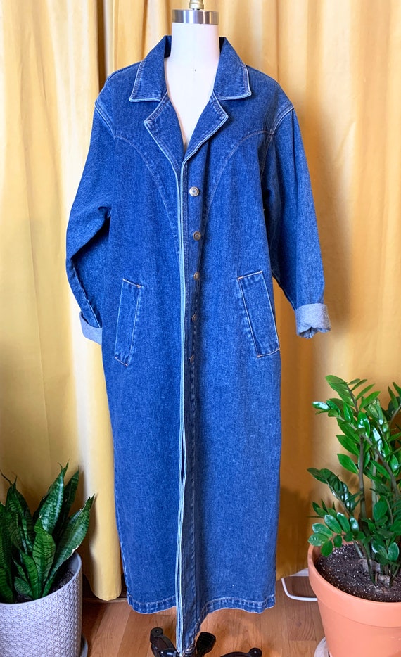 Vintage 90s Long Denim Duster Coat
