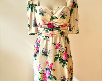 Vintage Ungaro Floral Silk Cocktail Dress