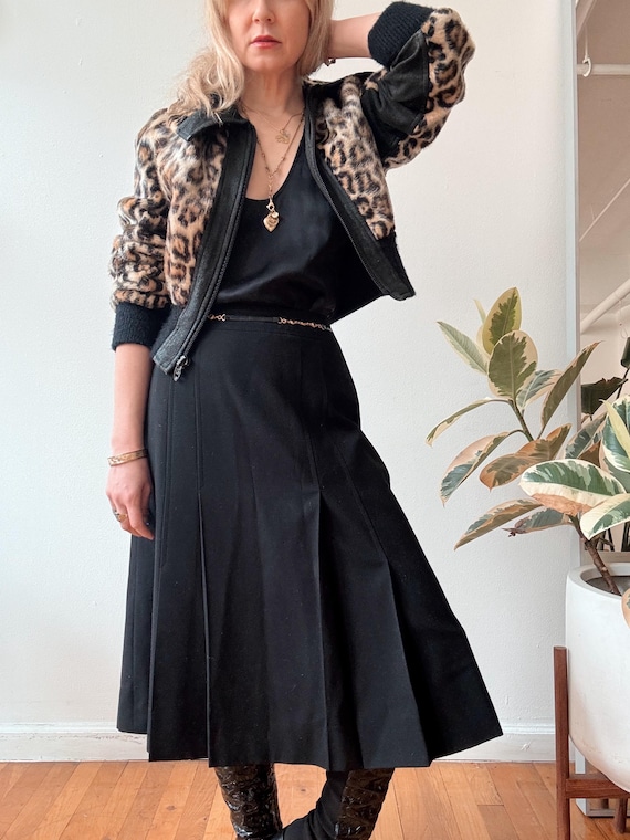 Vintage Celine Black Wool Belted Midi Skirt - Etsy