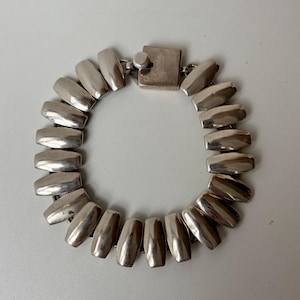 Vintage Taxco Modernist Mexican Sterling Silver Heavy Link Bracelet