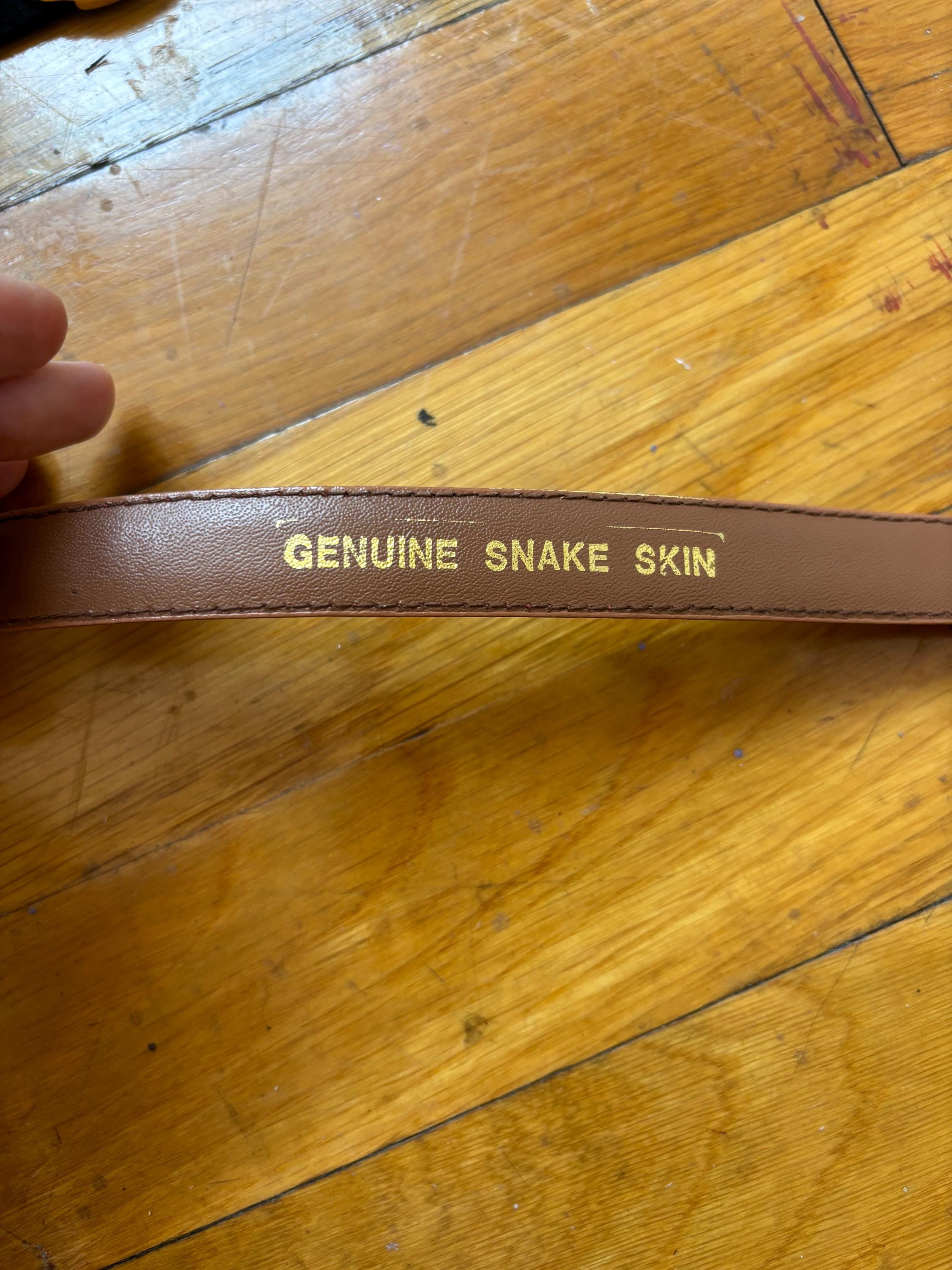 Vintage 1980s Brown Snakeskin Gold Buckle Belt - Etsy