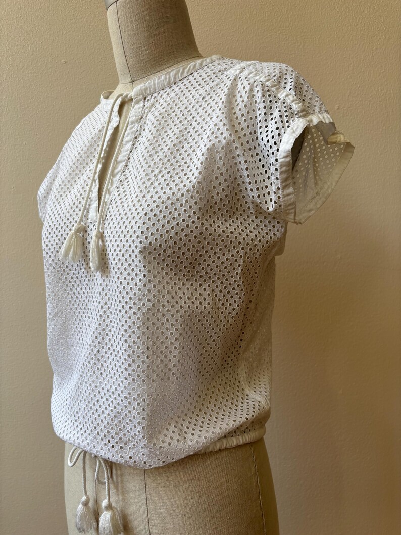 Vintage Courreges vit bomullstopp från 1980-talet bild 4