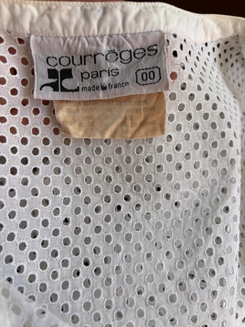 Vintage Courreges vit bomullstopp från 1980-talet bild 7