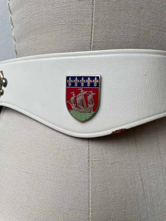 White leather and French medallion novelty waist … - image 4