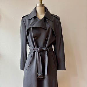 Vintage 1980s gray wool belted trench coat