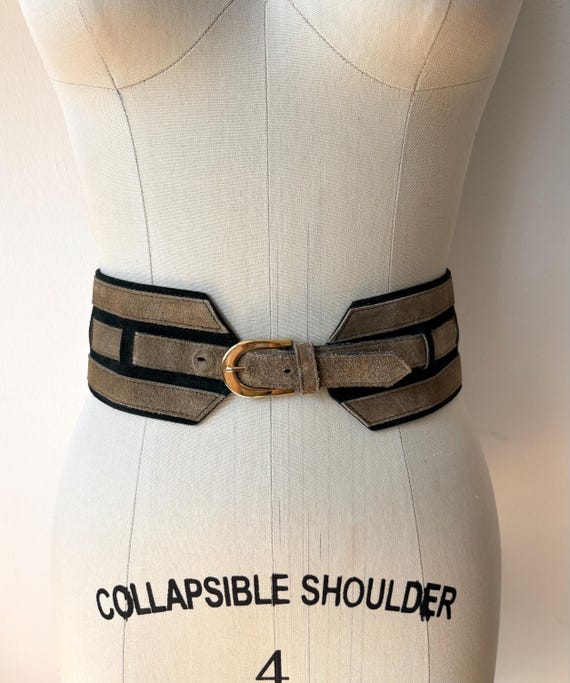 Vintage Yves Saint Laurent Two Tone Suede Statement Belt - Etsy display picture 3