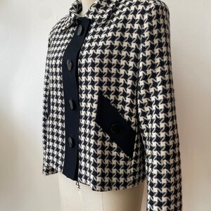 Vintage 1960s Wool Cropped Houndstooth Jacket image 3